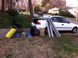 We wanted to show my we need an accessible van: When we travel, we typically have bags, tools for workshops, BOOKS!, wheelchair (or more than one), ramps, and sometimes Bear rides in Barton's lap!