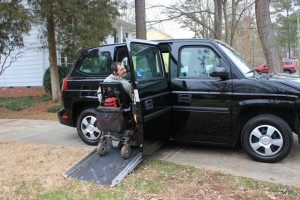 Barton Cutter in an MV-1 accessible van.