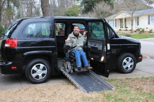 Barton Cutter in an MV-1 accessible van.