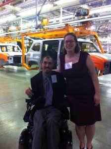 Barton and Megan Cutter at AM General's MV-1 manufacturing plant.